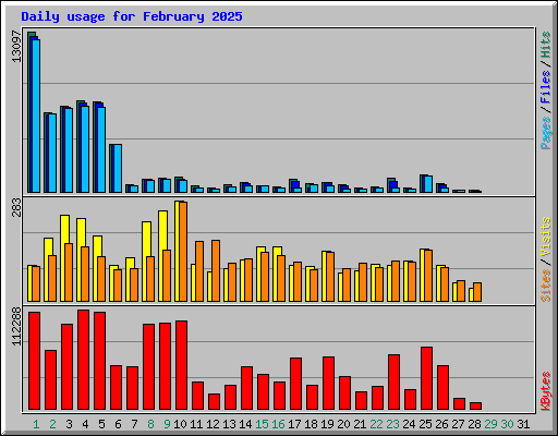 Daily usage for February 2025